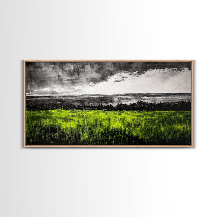 Green, Landscape, Nature, Canvas Print, Rolling Fields Wall Art, Scenic Countryside Painting, Modern Rustic Home Decor, Large Wall Art