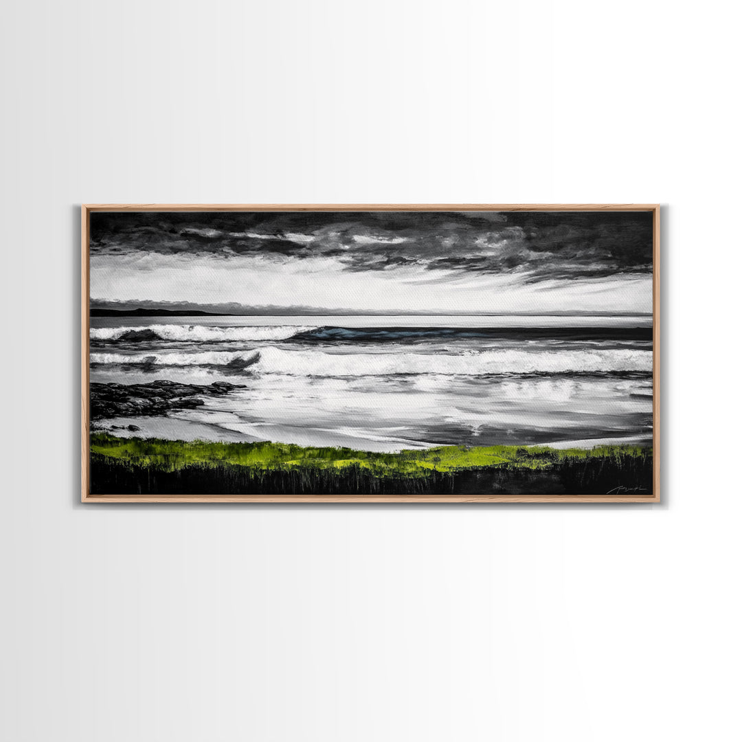 Stormy Coast, Ocean Waves, Black and White Seascape, Coastal Home Decor, Nautical Art, Living Room Wall Art, Canvas Print