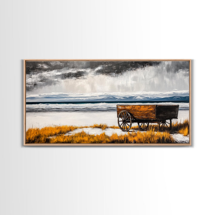 Rustic Wagon, Western Decor, Autumn Wall Art, Landscape Canvas Print, Farmhouse Living Room Art, Country Style, Nature Wall Decor
