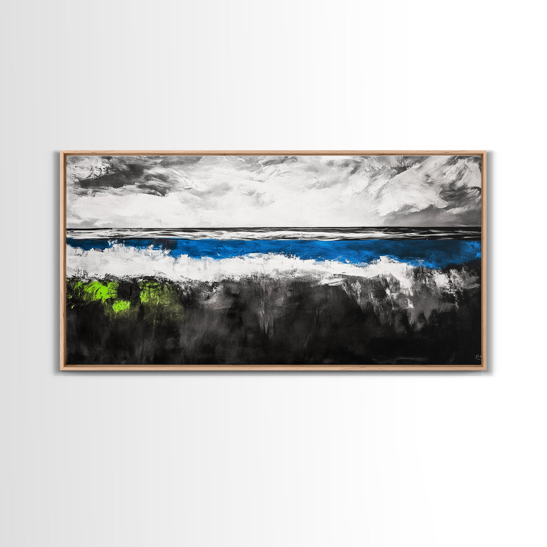 Abstract Ocean, Minimalist Seascape, Modern Coastal Wall Art, Ocean View, Nautical Home Decor, Framed Canvas Print, Beach House Art