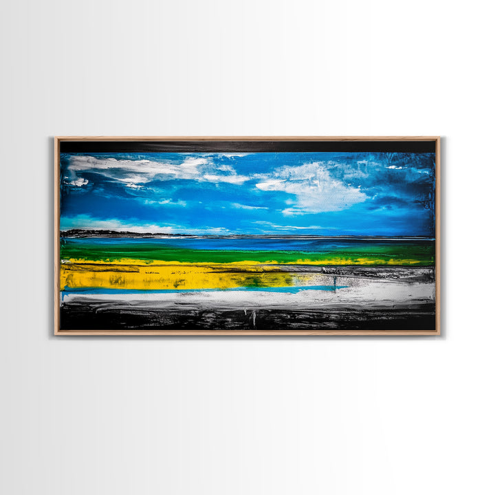 Bright Coastal, Blue and Green Ocean, Abstract Beach Art, Canvas Print, Modern Seaside Decor, Living Room Wall Art, Large Wall Art