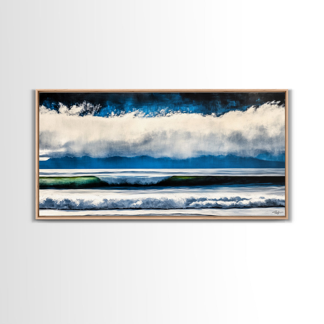 Ocean Waves, Abstract Seascape, Coastal Art, Large Wall Decor, Blue Wall Art, Modern Painting, Beach House, Canvas Print