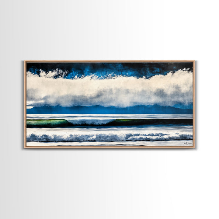 Ocean Waves, Abstract Seascape, Coastal Art, Large Wall Decor, Blue Wall Art, Modern Painting, Beach House, Canvas Print