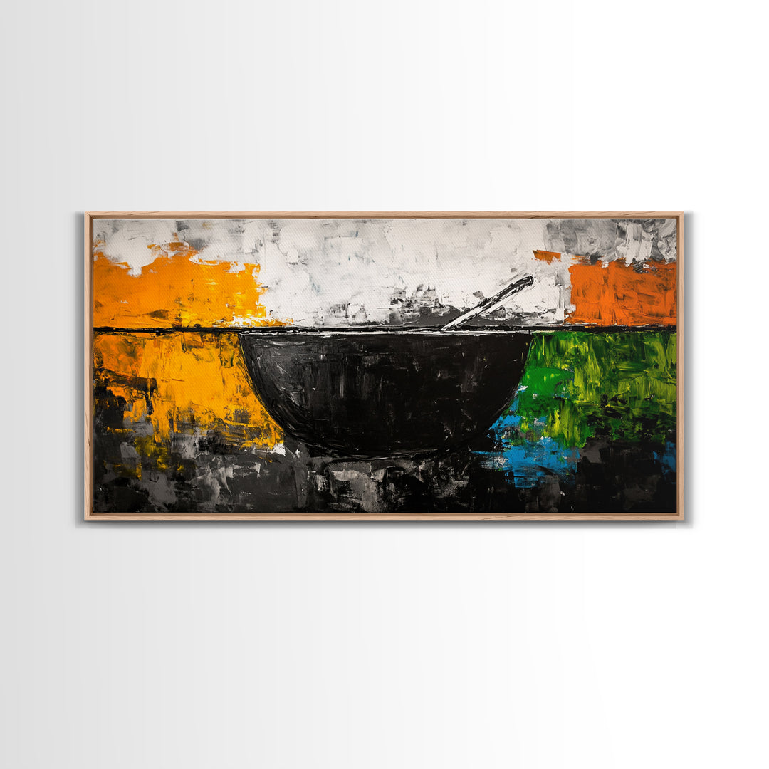 Abstract Bowl, Minimalist Kitchen Art, Modern Wall Decor, Framed Canvas Print, Contemporary Abstract Art, Dining Room Wall Art