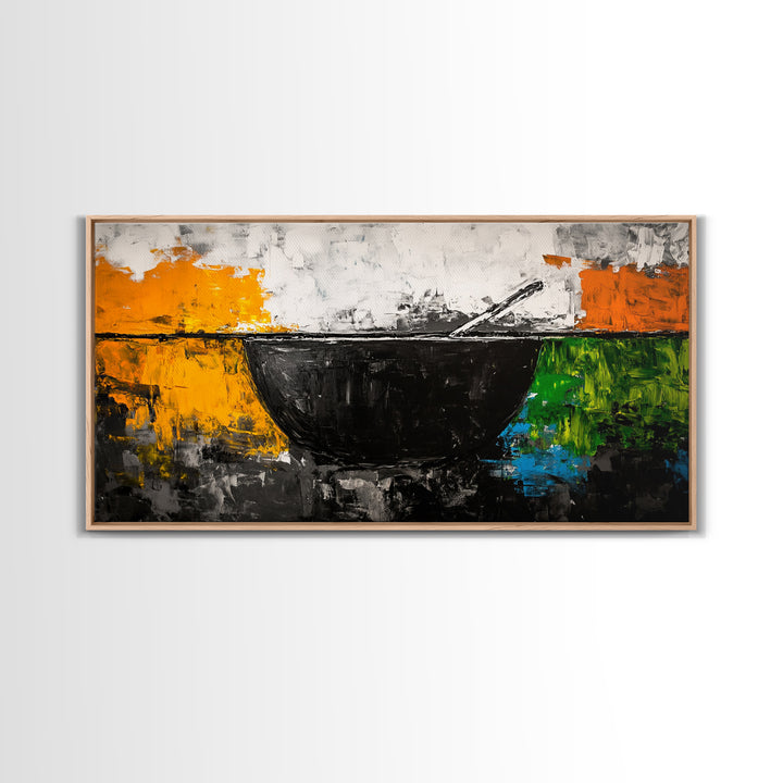 Abstract Bowl, Minimalist Kitchen Art, Modern Wall Decor, Framed Canvas Print, Contemporary Abstract Art, Dining Room Wall Art