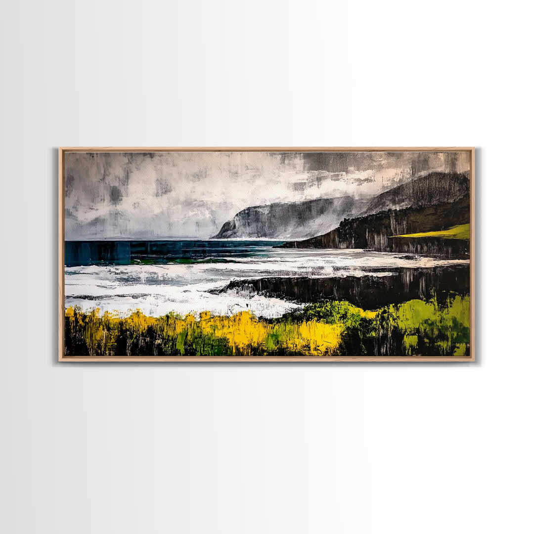 Coastal Landscape, Ocean View, Framed Canvas Print, Beach House Wall Art, Nautical Art, Minimalist Decor, Contemporary Home Art