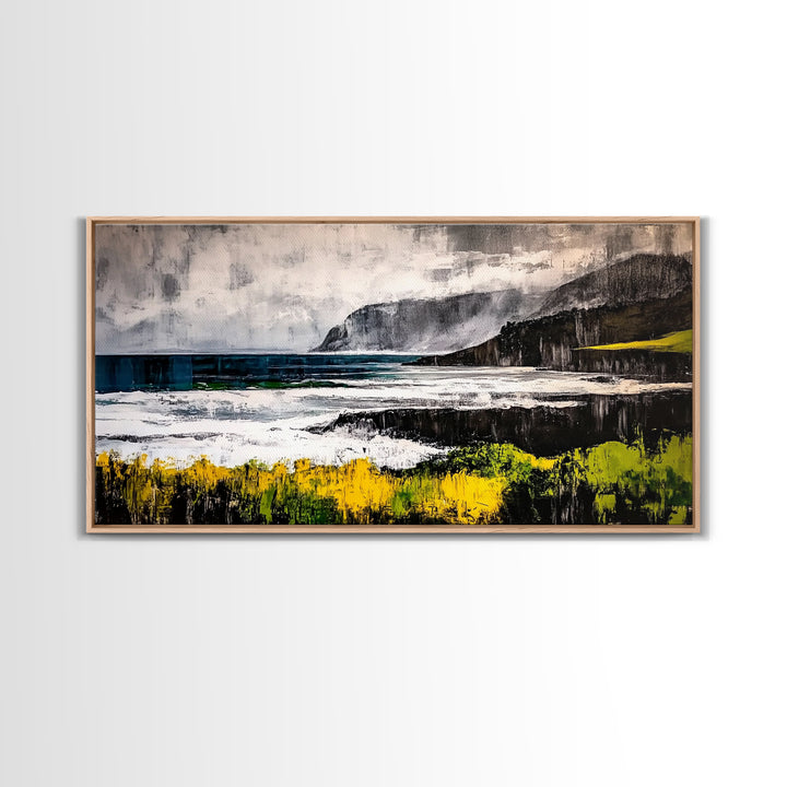 Coastal Landscape, Ocean View, Framed Canvas Print, Beach House Wall Art, Nautical Art, Minimalist Decor, Contemporary Home Art