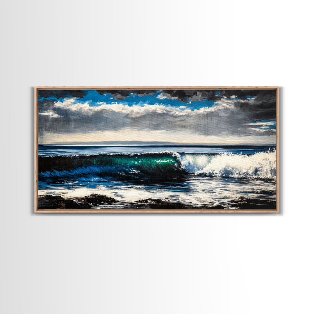 Ocean Wave, Blue Water, Seascape Painting, Canvas Print, Surf Wall Art, Beach House Decor, Coastal Living, Nautical Art, Large Wall Decor
