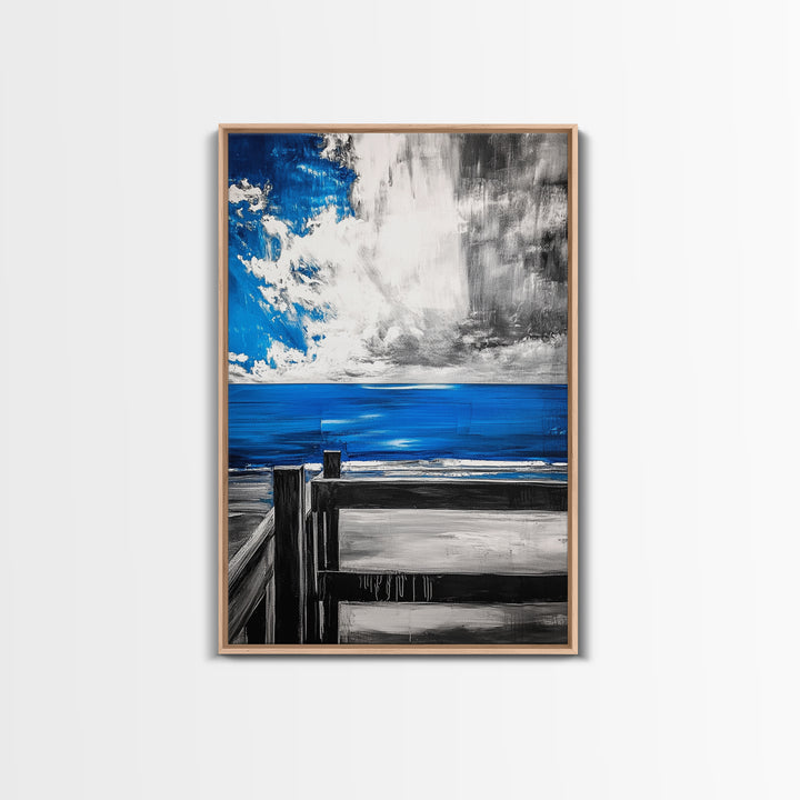Ocean View, Coastal Art, Blue Sky, Beach Decor, Framed Canvas Print, Nautical Wall Art, Living Room Art, Modern Art, Beach House Wall Art