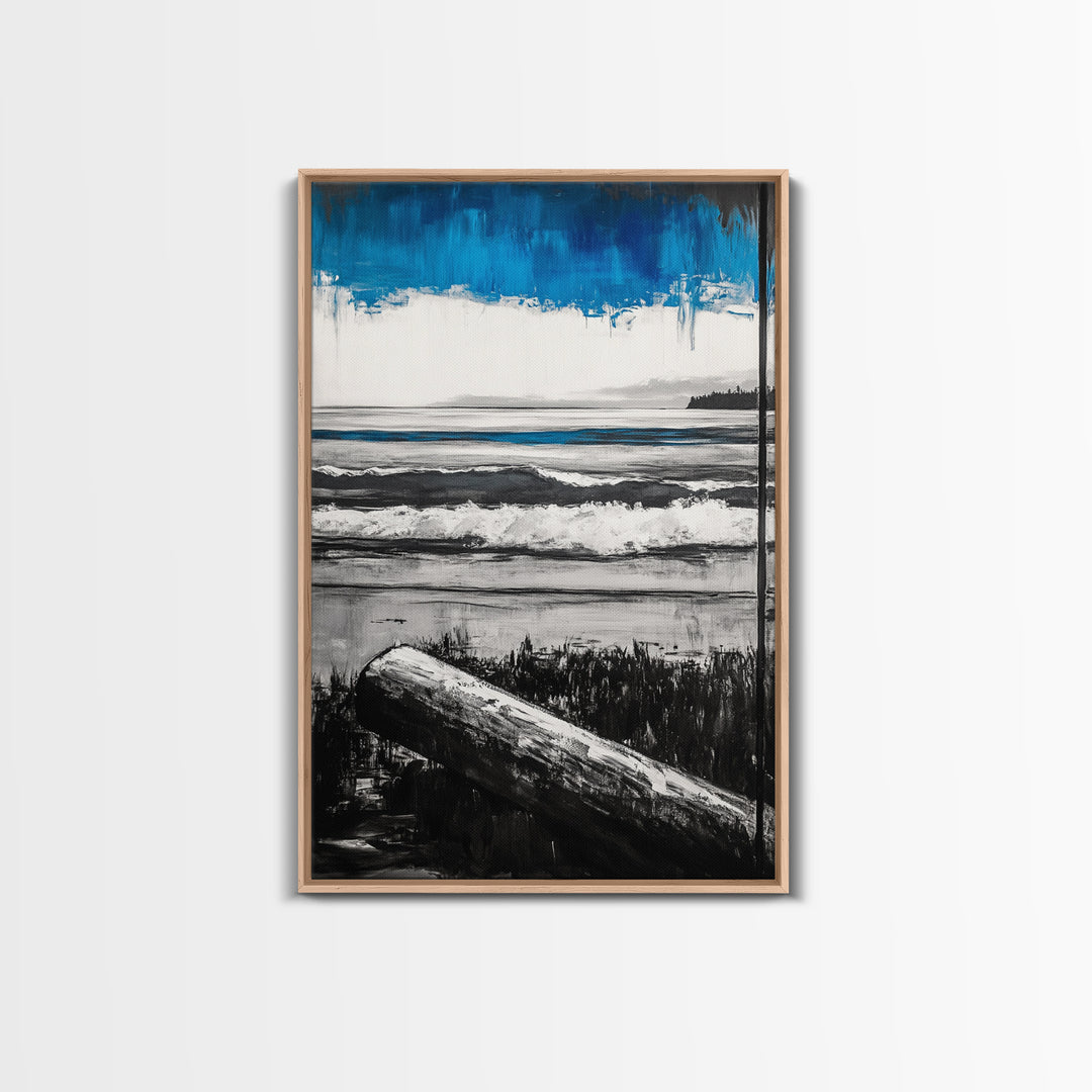 Ocean Serenity, Coastal Landscape, Nautical Wall Art, Beach House Decor, Framed Canvas Print, Living Room Wall Art, Seascape Painting