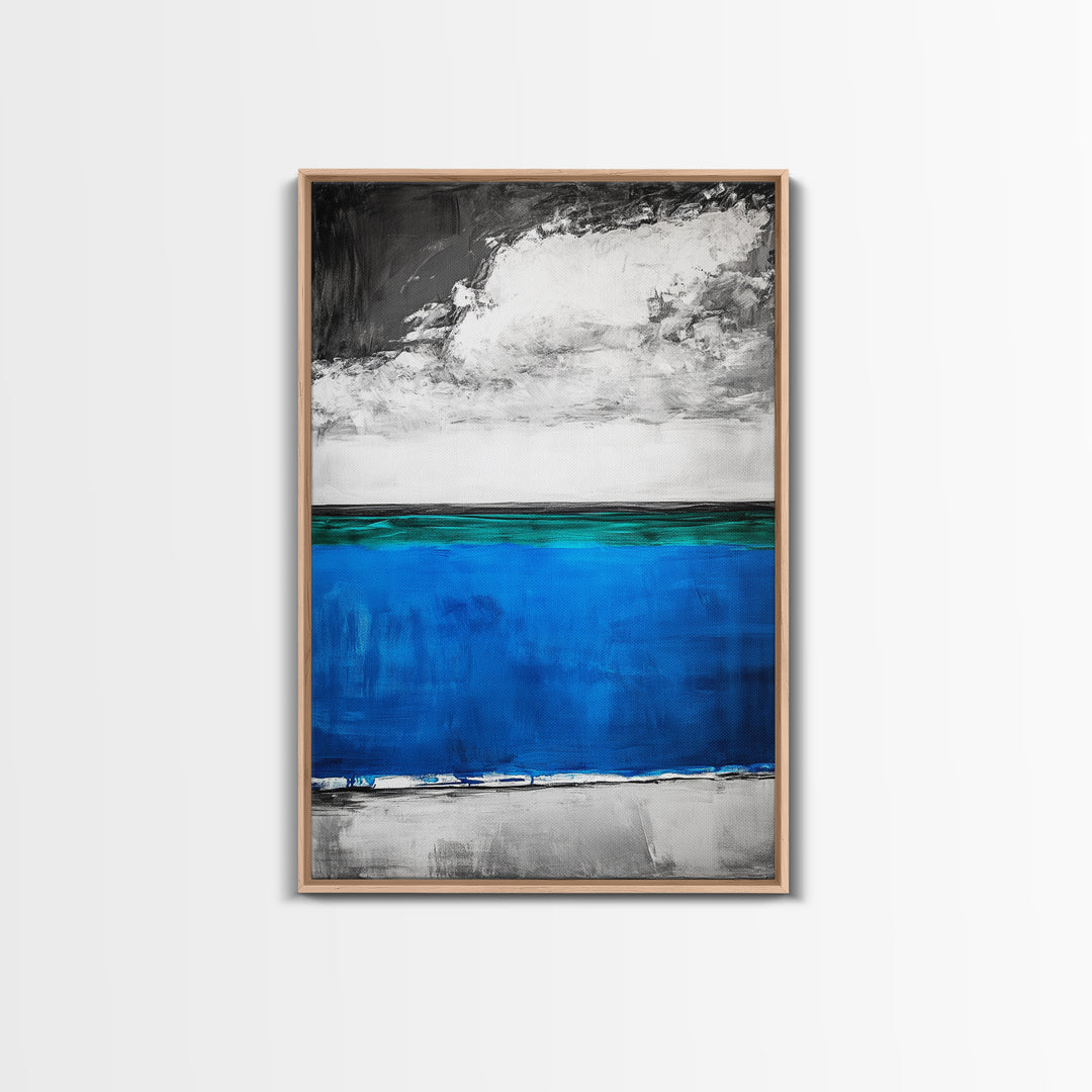 Blue Ocean, Minimalist Seascape, Canvas Print, Beach House Decor, Coastal Wall Art, Modern Abstract, Living Room Art, Nautical Decor