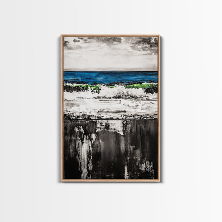 Abstract River, Black and White, Nature Art, Canvas Print, Serene Landscape, Minimalist Home Decor, Modern Wall Art