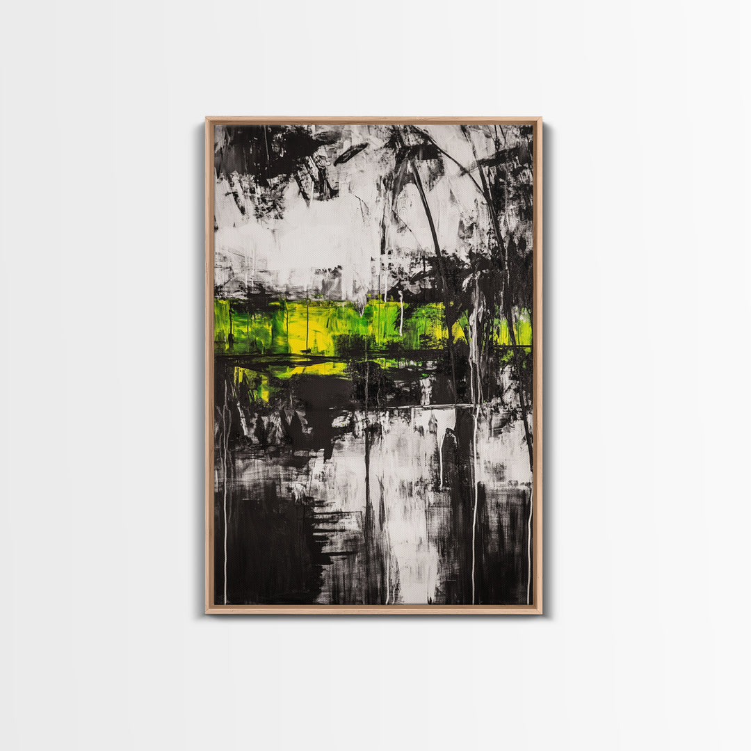 Abstract Forest, Black and White Art, Moody Nature Painting, Contemporary Wall Decor, Modern Office Art, Canvas Print