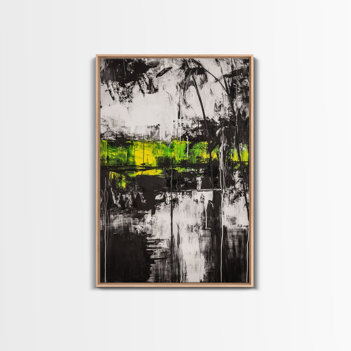 Abstract Forest, Black and White Art, Moody Nature Painting, Contemporary Wall Decor, Modern Office Art, Canvas Print