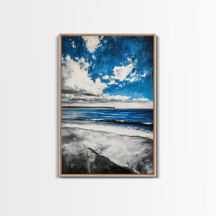 Blue Ocean, Tranquil Beach Scene, Coastal Home Decor, Seascape Wall Art, Nature Inspired, Modern Minimalist, Canvas Print