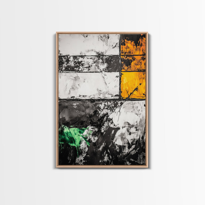 Vibrant Abstract Landscape, Blue Green Art, Framed Canvas Print, Modern Wall Decor, Nature Inspired Painting, Living Room Artwork