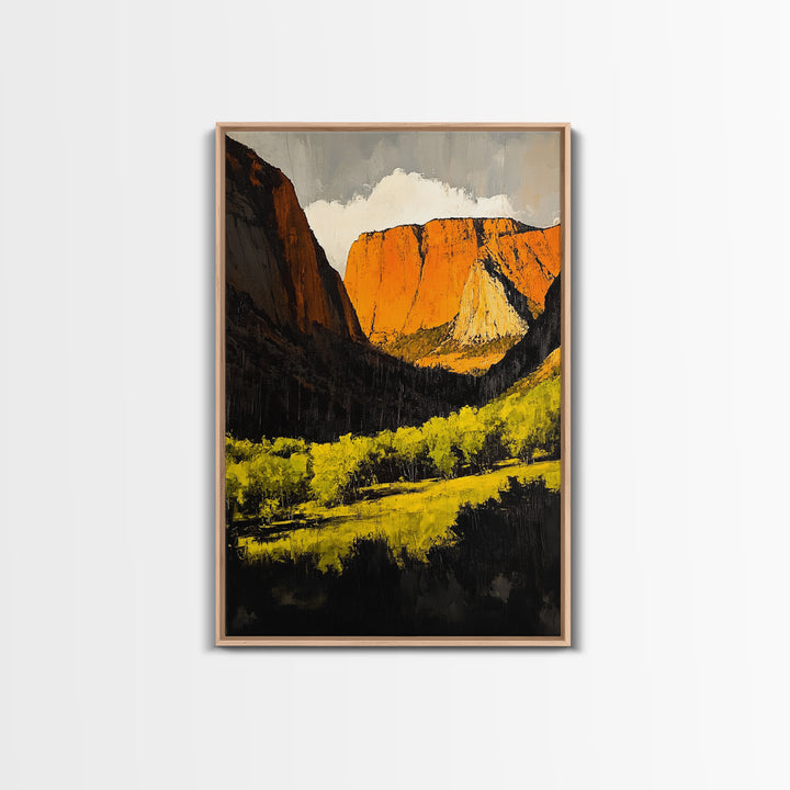Desert Cliffs, Southwestern Art, Autumn Landscape Painting, Warm Earth Tones, Bold Canyon Decor, Nature Scenic Wall Art, Canvas Print