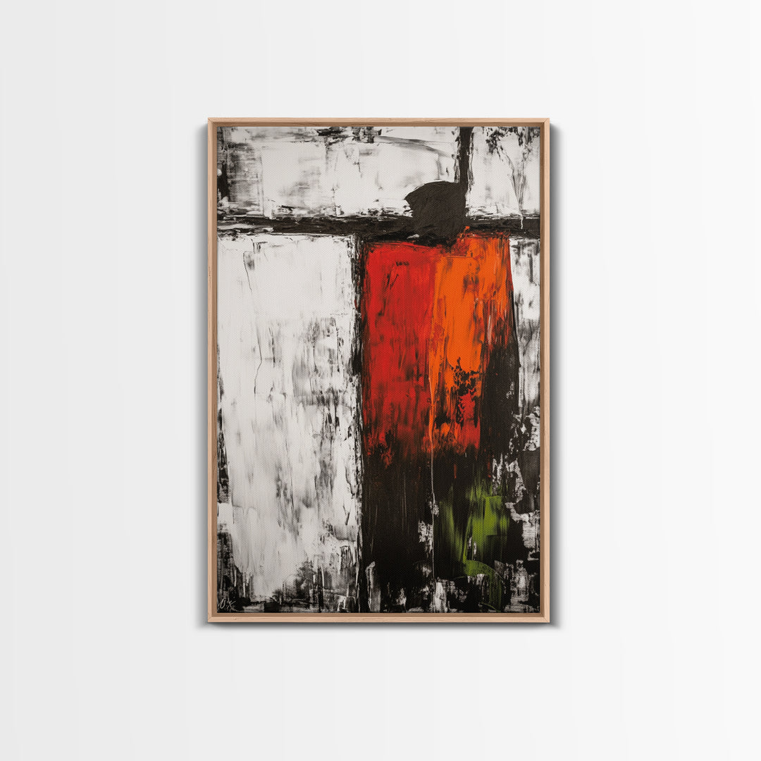 Bold Abstract, Red and Black Painting, Modern Canvas Print, Living Room Wall Art, Statement Art, Large Contemporary Artwork