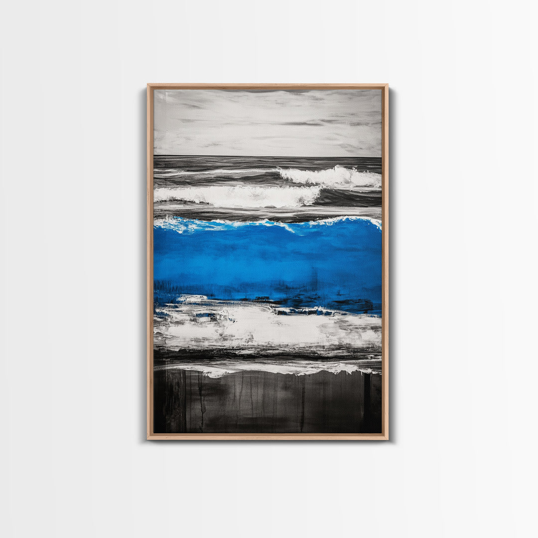 Rolling Waves, Beach Sunset, Blue Ocean, Canvas Print, Coastal Wall Art, Living Room Decor, Nautical Painting, Modern Seascape