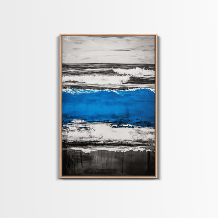 Rolling Waves, Beach Sunset, Blue Ocean, Canvas Print, Coastal Wall Art, Living Room Decor, Nautical Painting, Modern Seascape