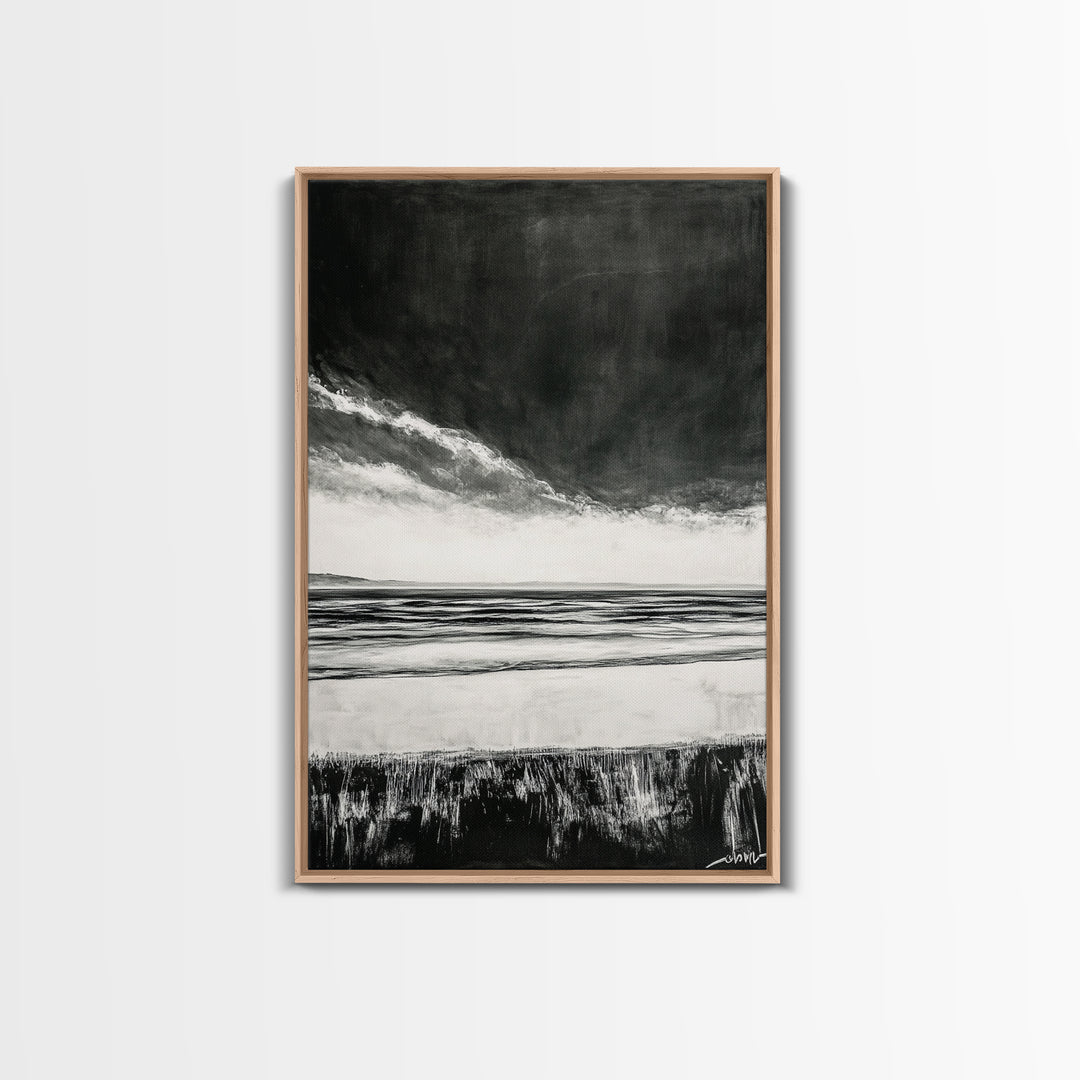 Dark Sky, Ocean Storm, Dramatic Seascape, Canvas Print, Moody Wall Art, Modern Coastal Decor, Nautical Painting, Living Room Art