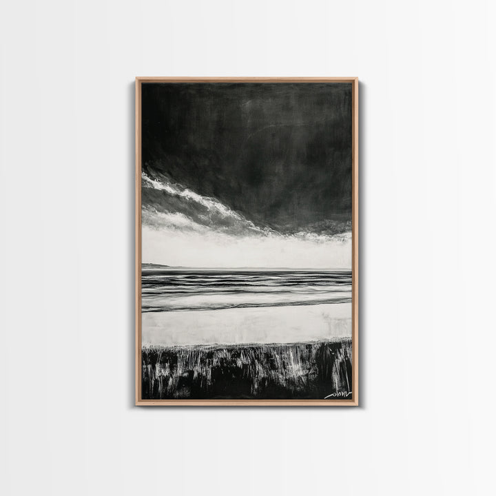 Dark Sky, Ocean Storm, Dramatic Seascape, Canvas Print, Moody Wall Art, Modern Coastal Decor, Nautical Painting, Living Room Art