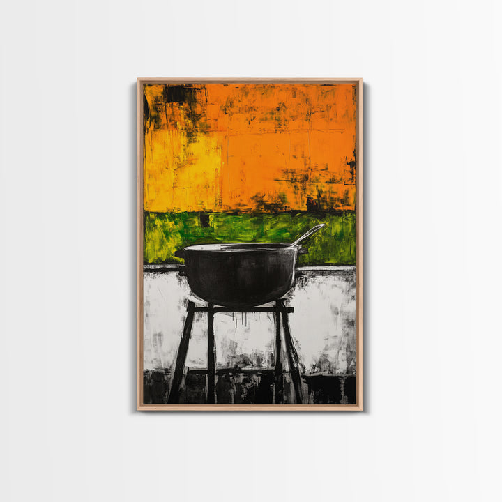 Abstract Kitchen Art, Modern Wall Decor, Rustic Cooking Print, Vibrant Boho Art, Large Wall Print, Dining Room Art, Framed Canvas Print