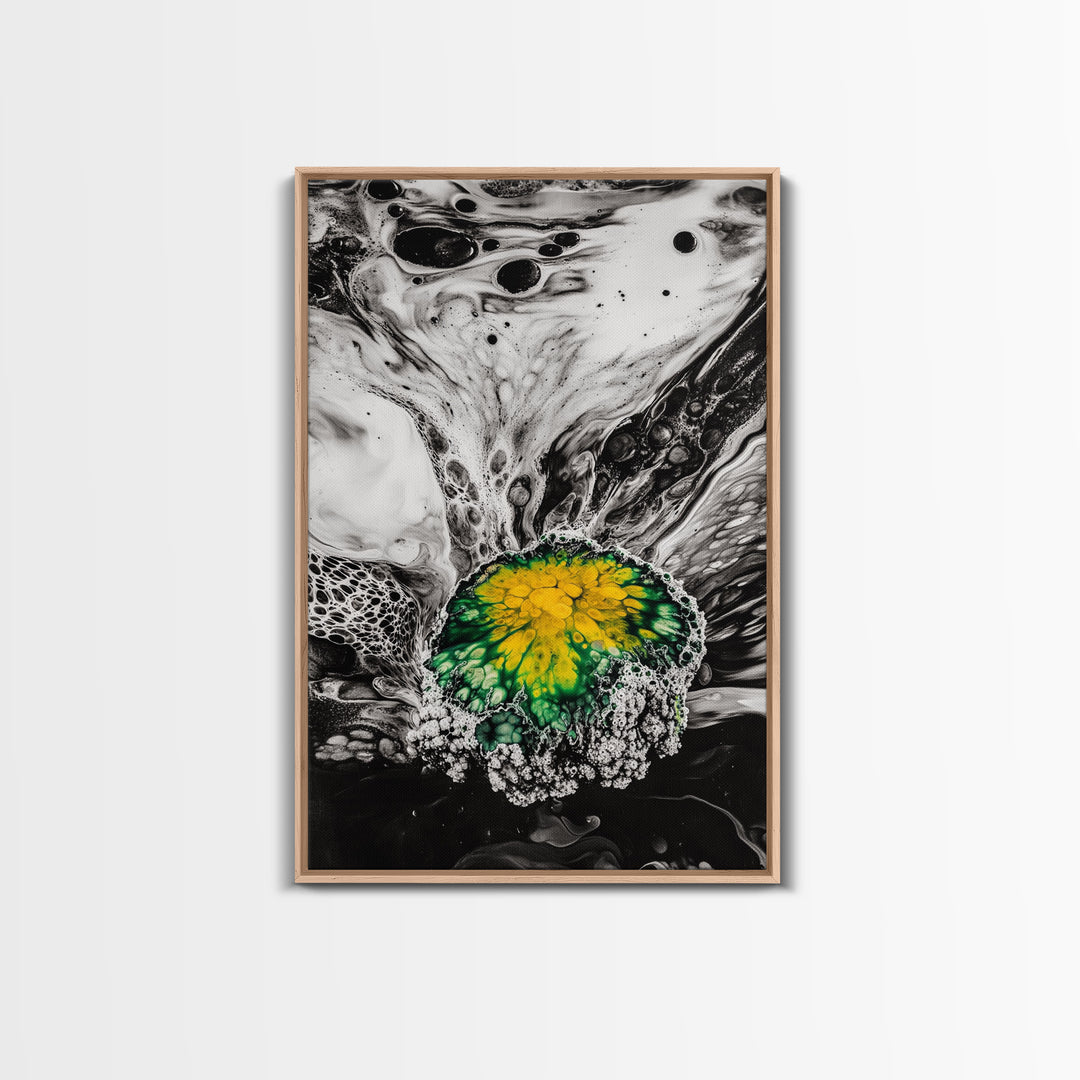 Abstract Fluid Art, Black and White Print, Modern Home Decor, Unique Swirl Art, Office Wall Art, Monochrome Aesthetic, Framed Canvas Print