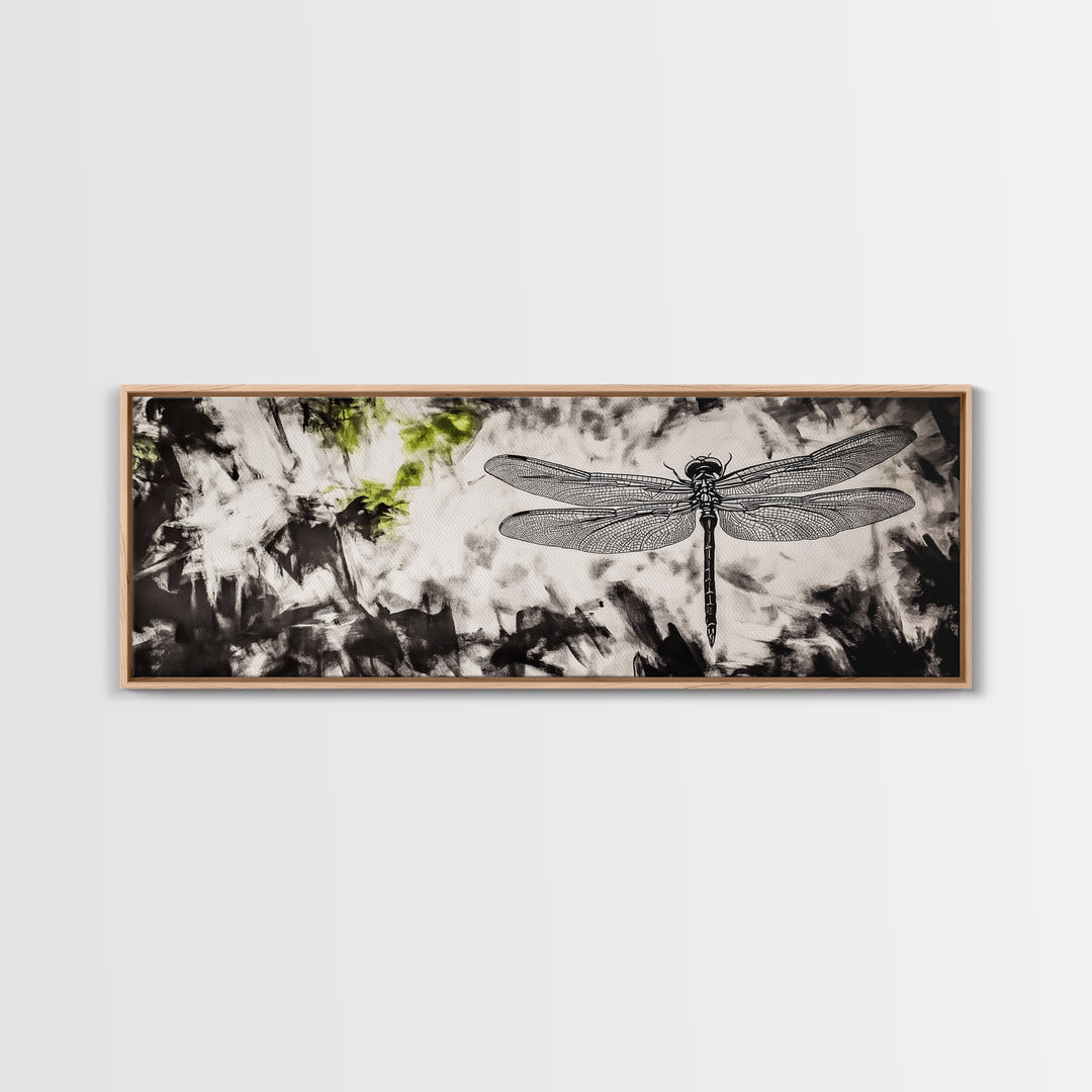 Dragonfly Sketch, Monochrome Nature, Canvas Print, Modern Wall Art, Minimalist Decor, Botanical Illustration, Bedroom Artwork