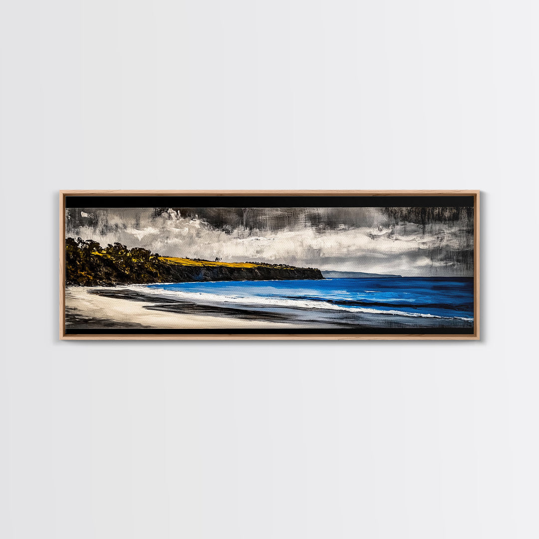 Rocky Shoreline, Stormy Coast, Ocean View, Coastal Canvas Print, Moody Landscape, Framed Canvas Print, Living Room Art, Nature Wall Decor