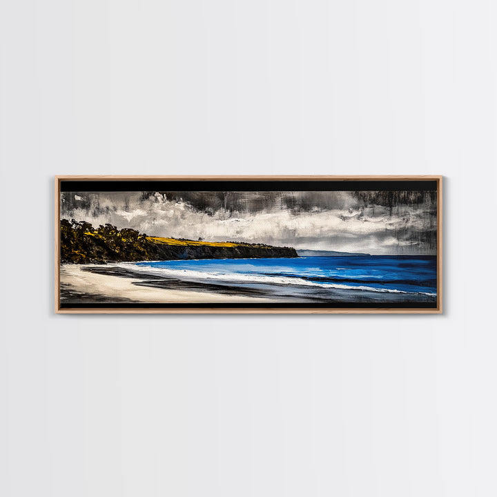 Rocky Shoreline, Stormy Coast, Ocean View, Coastal Canvas Print, Moody Landscape, Framed Canvas Print, Living Room Art, Nature Wall Decor