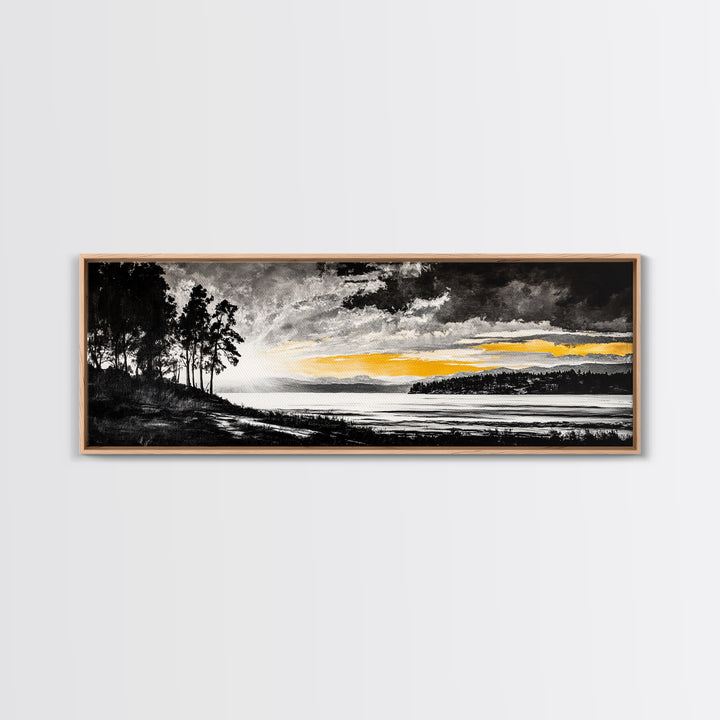 Sunset Landscape Art, Moody Sky Print, Nature Wall Decor, Mountain View Artwork, Rustic Home Decor, Warm Tones, Canvas Print