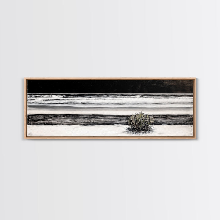 Black and White Seascape, Coastal Wall Art, Minimalist Ocean Art, Modern Beach Decor, Framed Canvas Print, Bedroom Art, Monochrome Landscape