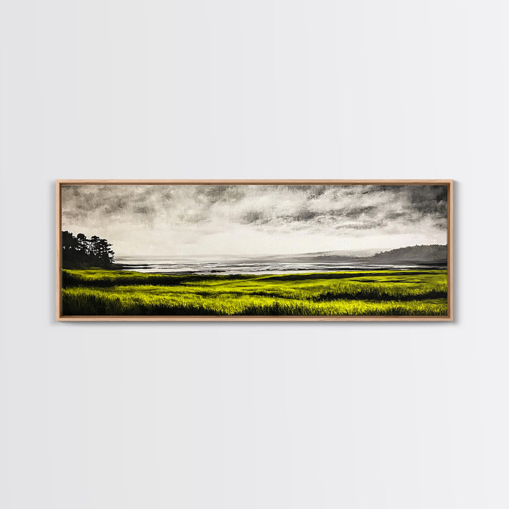 Rolling Hills, Golden Grasslands, Nature Painting, Framed Canvas Print, Rustic Decor, Large Landscape Art, Serene Home Wall Art