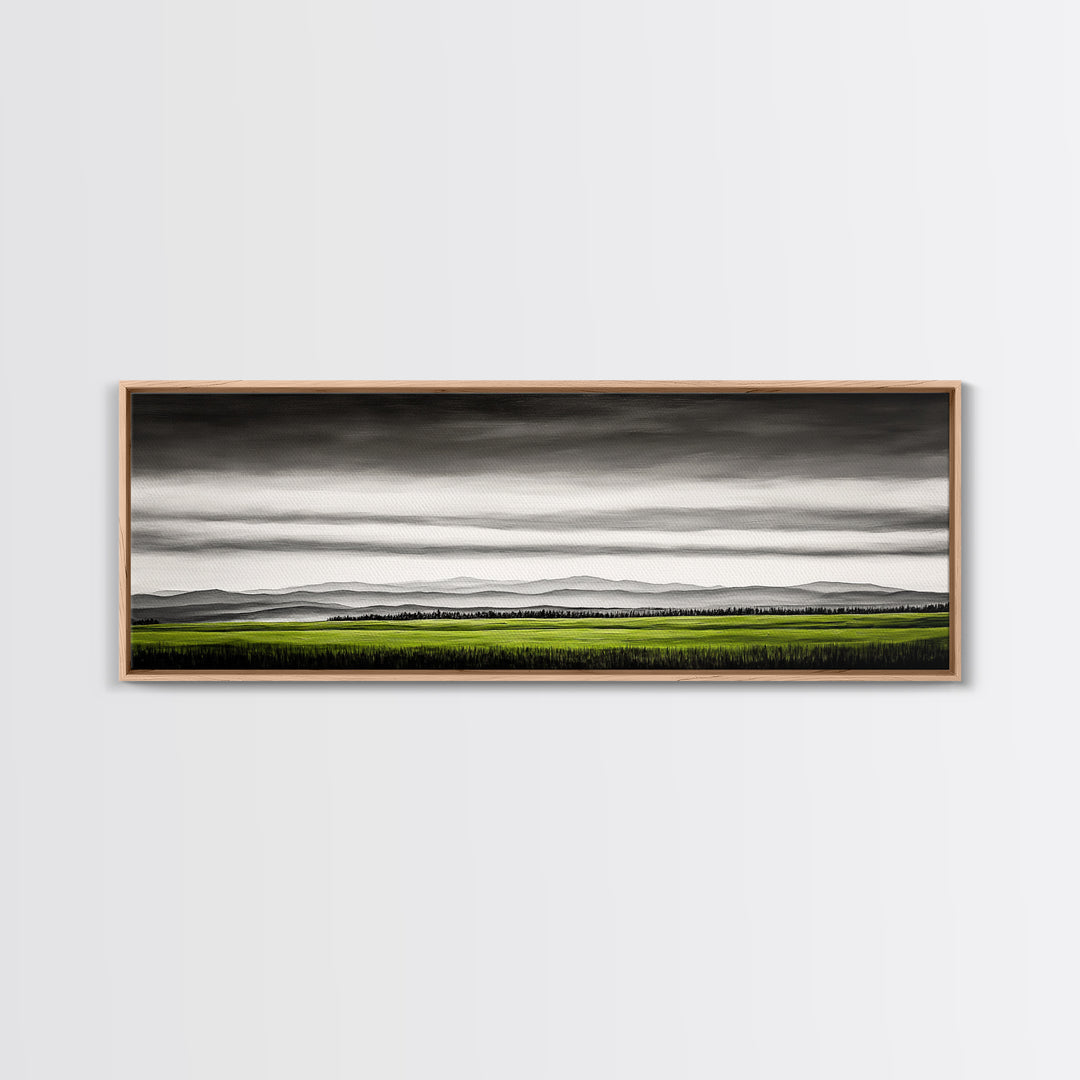 Rolling Hills, Green Fields, Minimalist Landscape, Canvas Print, Nature Wall Art, Modern Farmhouse, Rustic Decor, Office Aesthetic