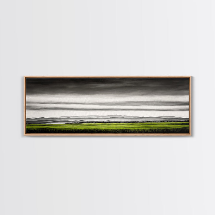 Rolling Hills, Green Fields, Minimalist Landscape, Canvas Print, Nature Wall Art, Modern Farmhouse, Rustic Decor, Office Aesthetic
