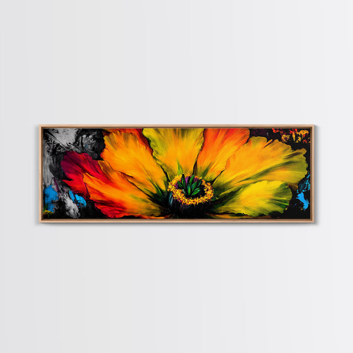 Abstract Flower, Bold Colors, Floral Wall Art, Vibrant Home Decor, Modern Impressionism, Fall Decor, Framed Canvas Print, Bedroom Wall Art