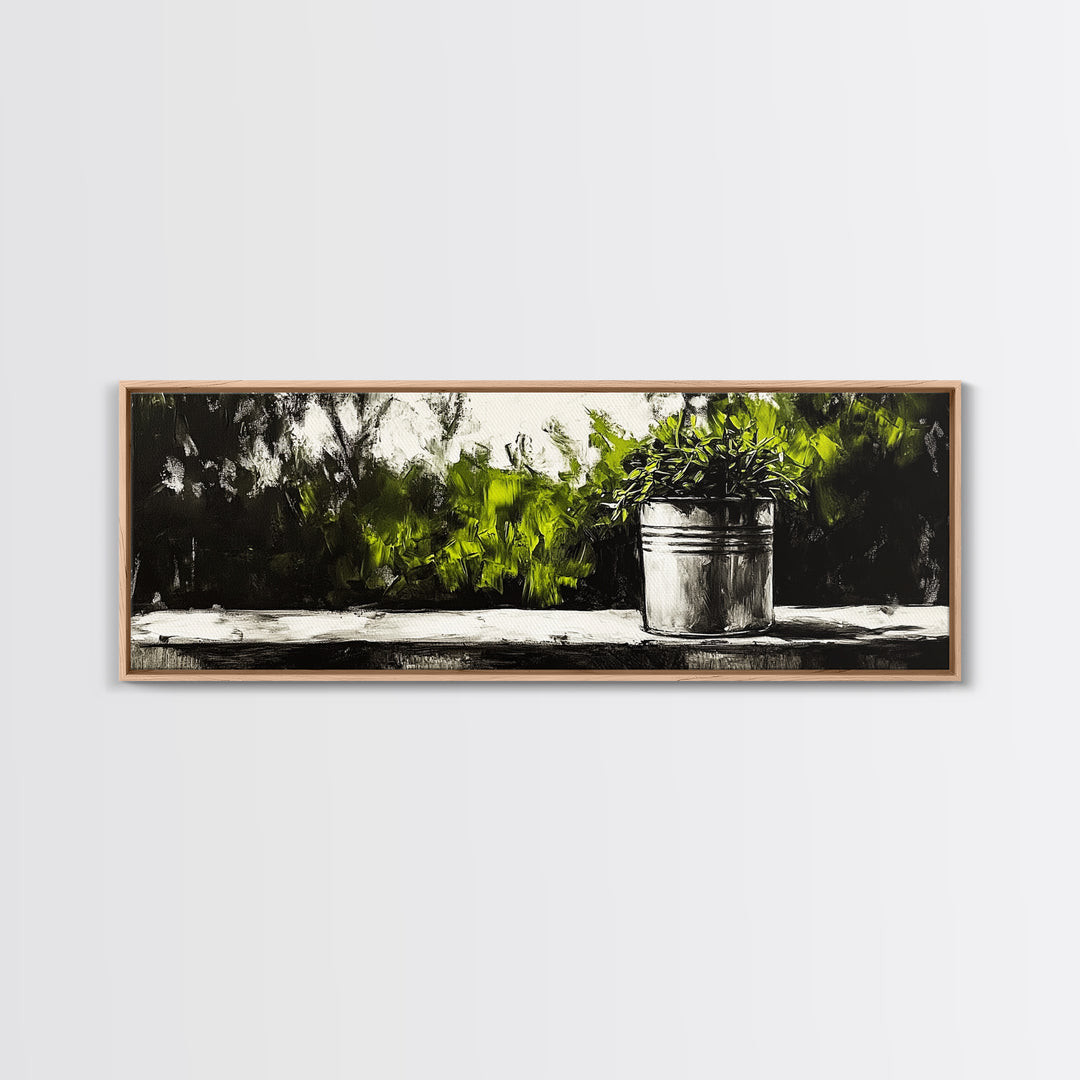 Potted Plant, Botanical Wall Art, Greenery Decor, Modern Minimalist Painting, Nature Inspired Home, Kitchen Wall Print, Canvas Print