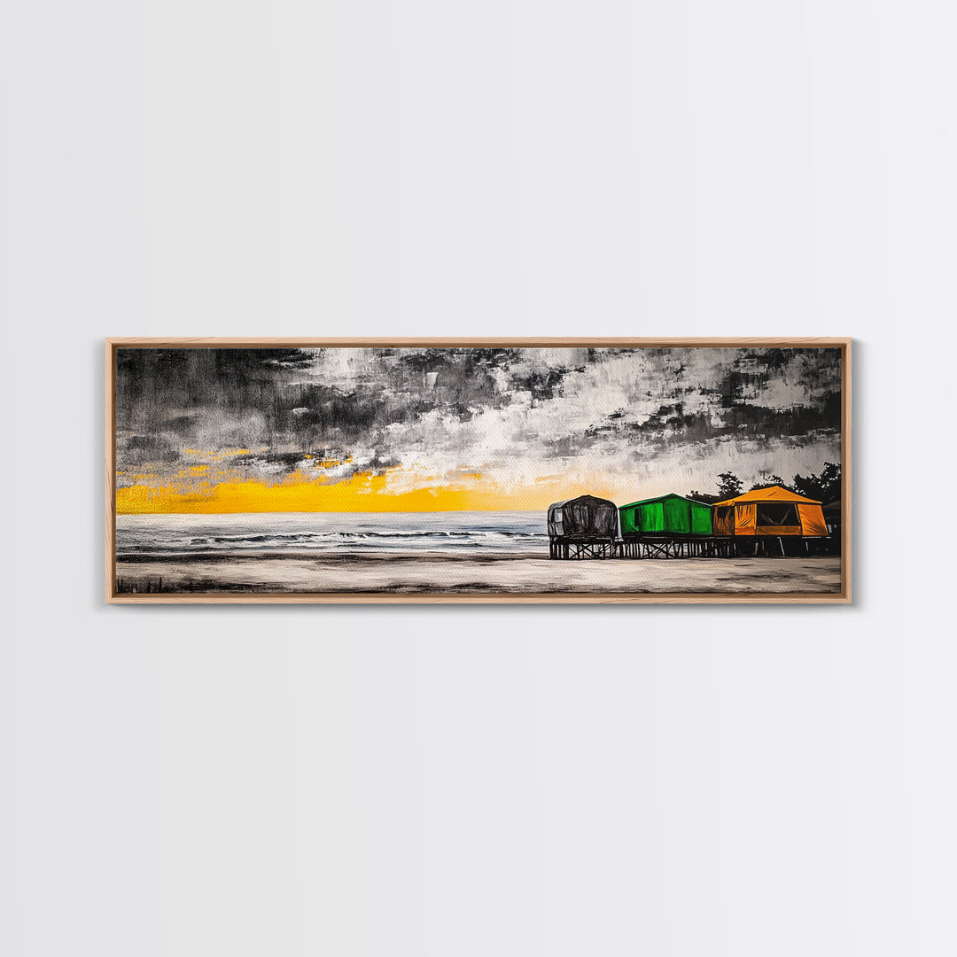 Coastal Retreat, Beach House Decor, Ocean Art, Canvas Print, Tropical Sunset Painting, Seaside Landscape, Serene Beach Art, Nautical Wall Art