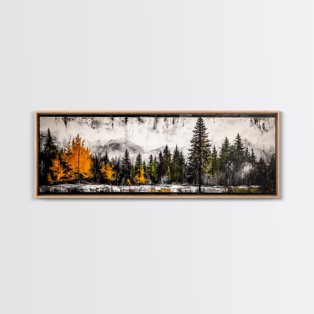 Autumn Forest, Mountain Landscape, Framed Canvas Print, Fall Wall Art, Nature Decor, Rustic Home Art, Modern Cabin Print, Office Art