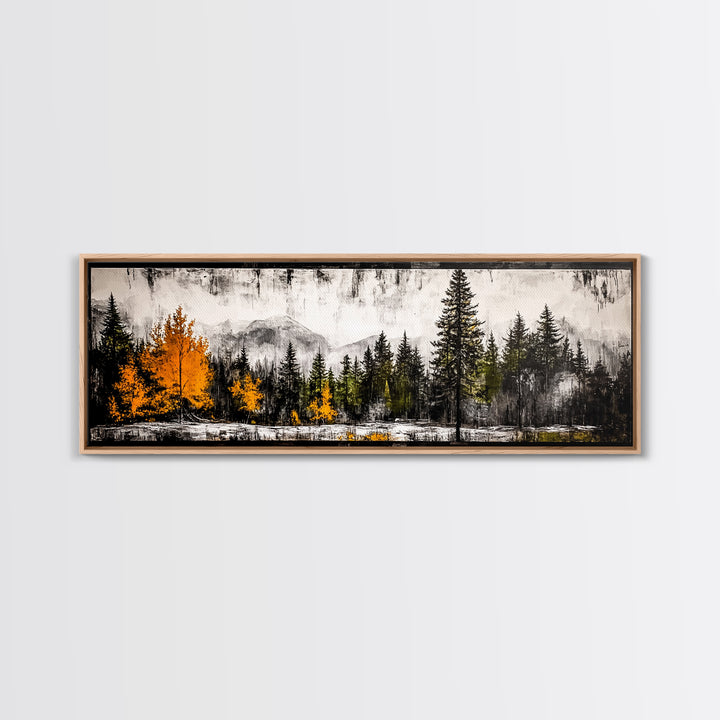 Autumn Forest, Mountain Landscape, Framed Canvas Print, Fall Wall Art, Nature Decor, Rustic Home Art, Modern Cabin Print, Office Art