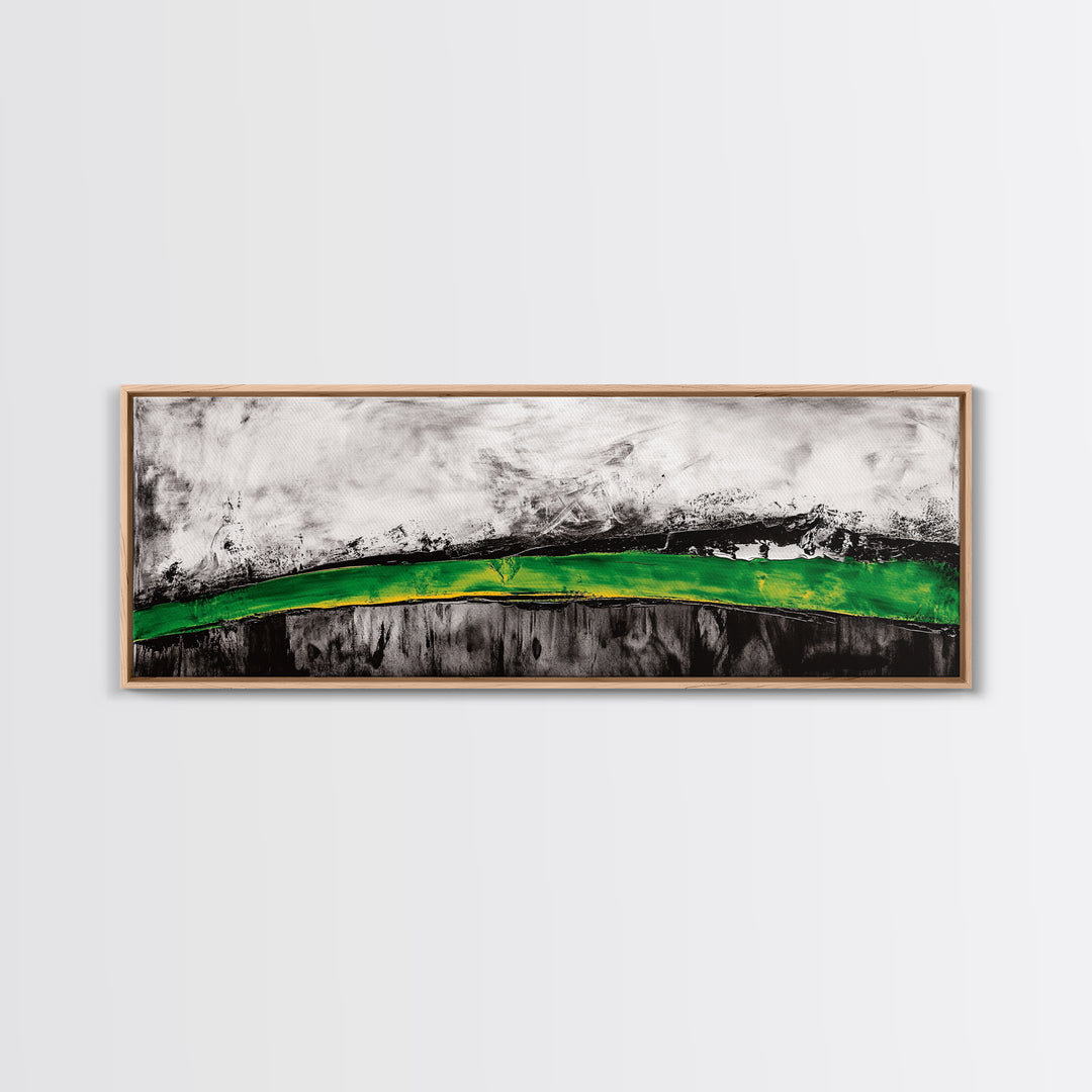 Bold Green Landscape, Abstract Horizon Art, Contemporary Nature Painting, Earthy Wall Decor, Office Wall Art, Framed Canvas Print
