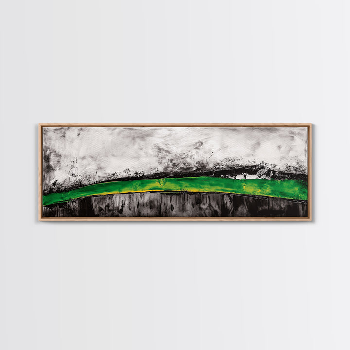 Bold Green Landscape, Abstract Horizon Art, Contemporary Nature Painting, Earthy Wall Decor, Office Wall Art, Framed Canvas Print