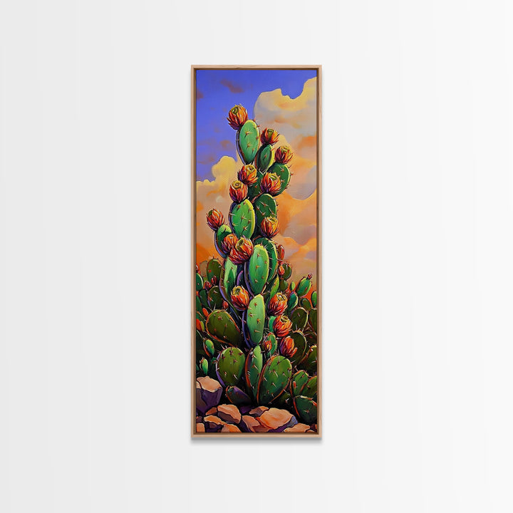 Cactus Bloom, Desert Art, Vibrant Southwestern Nature Decor, Boho Plant Lover Gift, Rustic Living Room Style, Canvas Print