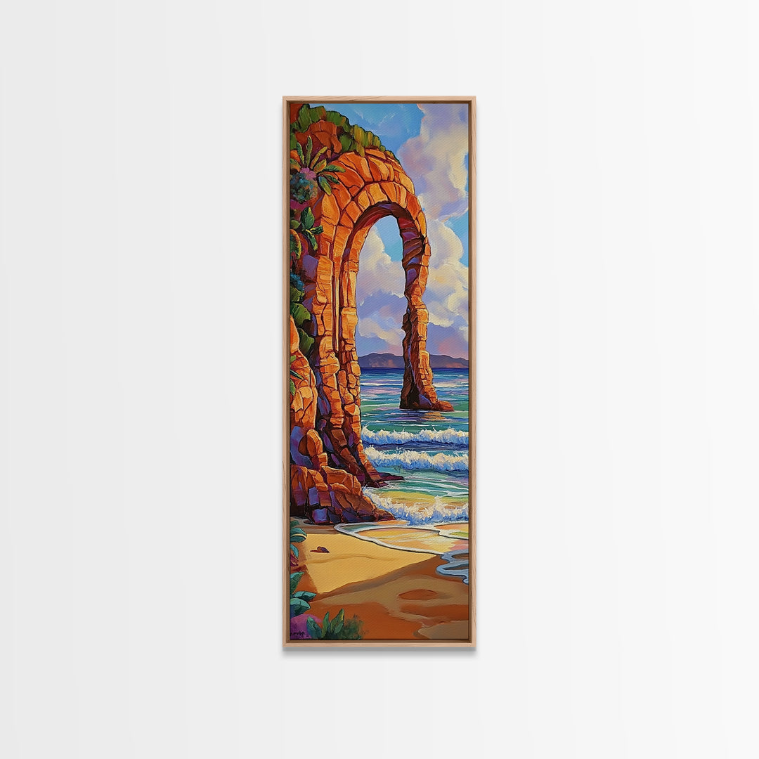 Ocean Arch, Coastal Vibes, Nature Escape, Canvas Print, Coastal wall art beach scene, vibrant seascape painting, boho bedroom decor