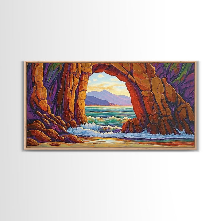 Archway Ocean, Rocks, Canvas Print, Coastal Decor, Beach House Landscape Art, Dramatic Seascape, Living Room Wall Art, Nature Painting