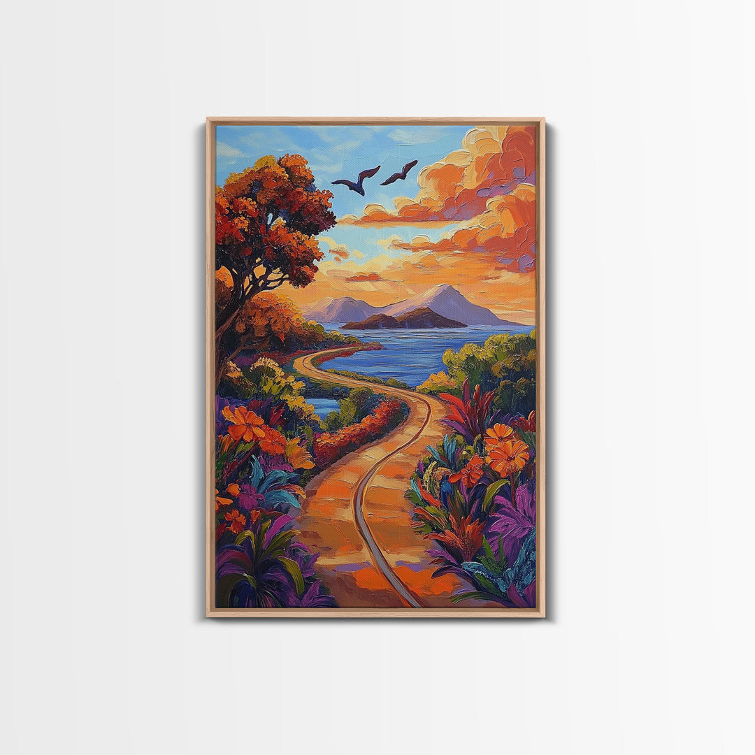 Road Sunset Coast, Tropical, Canvas Print vibrant scenic sunset path a ...