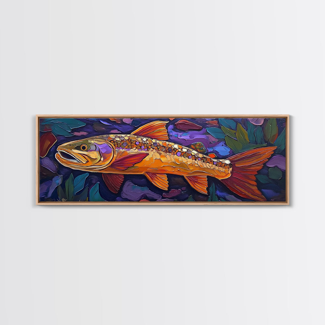 Golden Trout, Colorful Fish, Underwater Scene, Cabin Accent, Canvas Print, Fishing Lodge Decor, Rustic Nature Wall Art