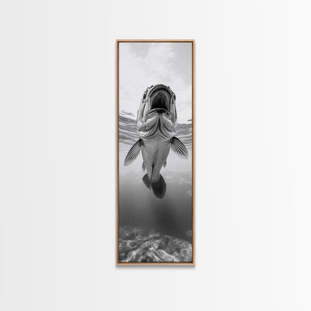 Underwater Fish, Marine Life, Ocean Perspective, Bold Wildlife, Aquatic Beauty, Framed Canvas Print, Kids Room Wall Art, Nautical Style Decor