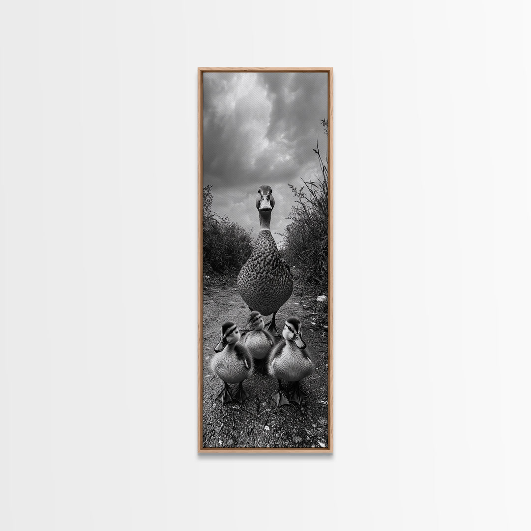 Duck Family, Wildlife Photography, Baby Ducks, Country Style, Canvas Print, Farmhouse Wall Art, Fall Animal Decor, Kids Room Art
